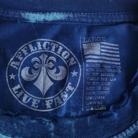 Affliction distressed grunge Y2K style blue shirt - Picture 5 of 6
